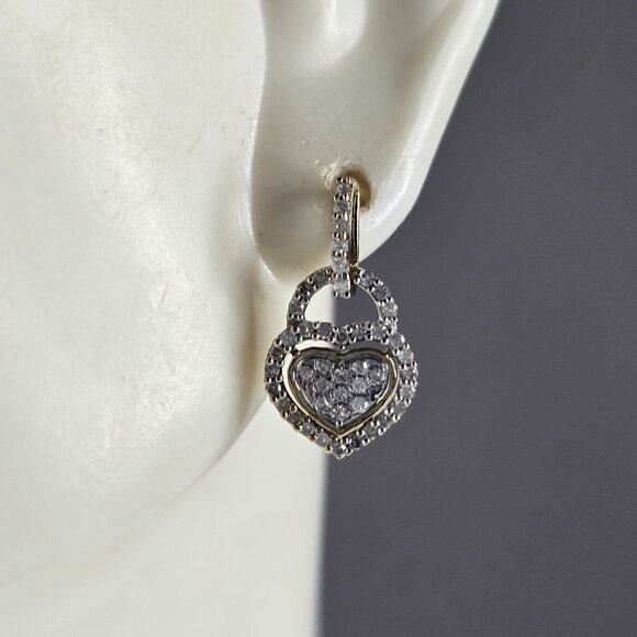 Womens Vintage Estate 10K Yellow Gold Diamond Heart...